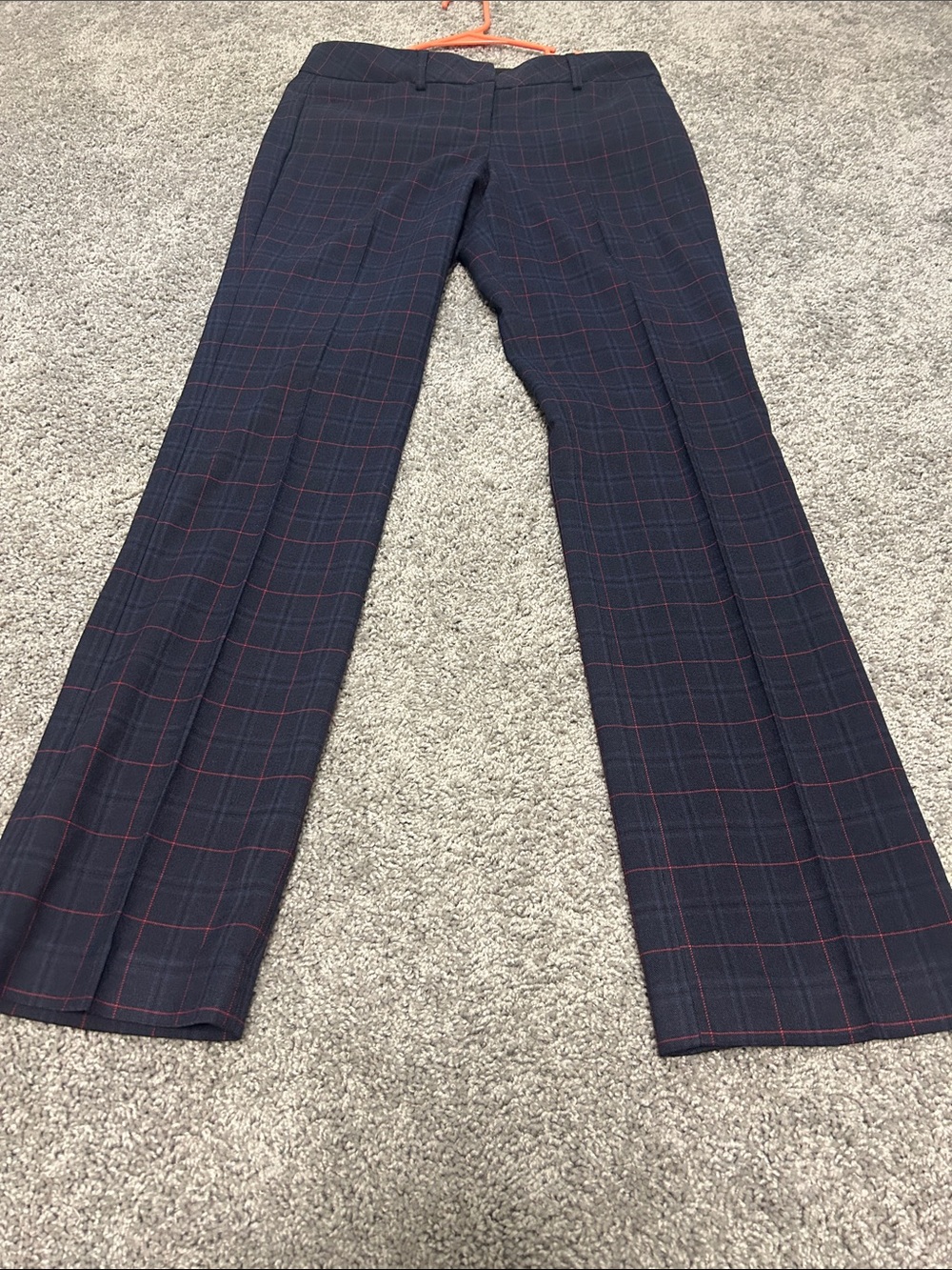 Express Women's Navy Pants with Red Windowpane Plaid